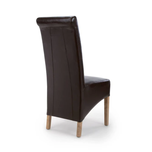 Krista Roll Back Bonded Leather Brown Dining Chair - Set Of 2 - Image 10