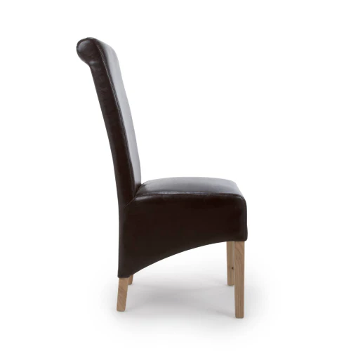 Krista Roll Back Bonded Leather Brown Dining Chair - Set Of 2 - Image 11