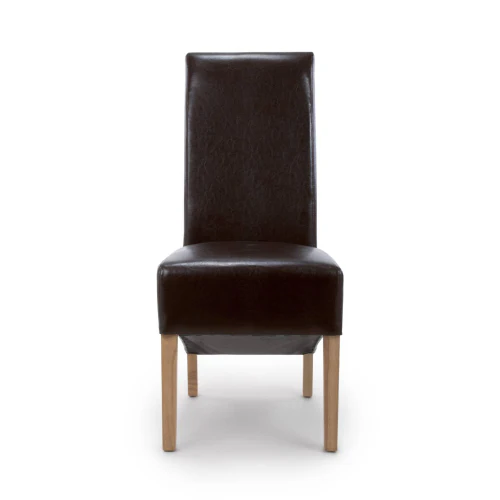 Krista Roll Back Bonded Leather Brown Dining Chair - Set Of 2 - Image 12