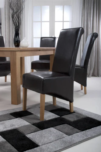 Krista Roll Back Bonded Leather Brown Dining Chair - Set Of 2 - Image 14