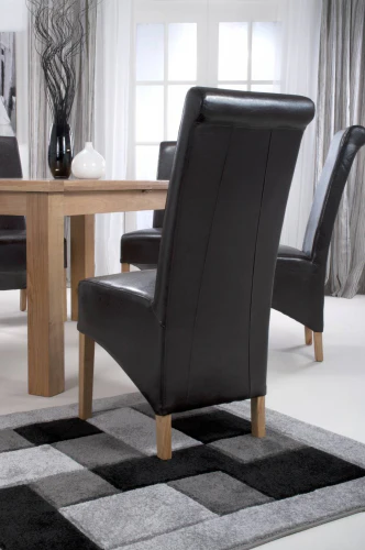 Krista Roll Back Bonded Leather Brown Dining Chair - Set Of 2 - Image 15