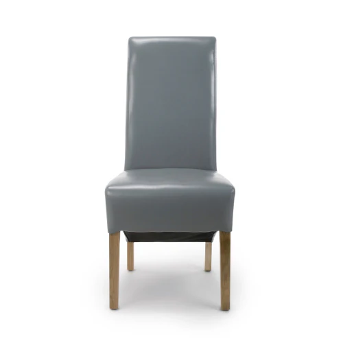 Krista Roll Back Bonded Leather Grey Dining Chair - Set Of 2 - Image 10