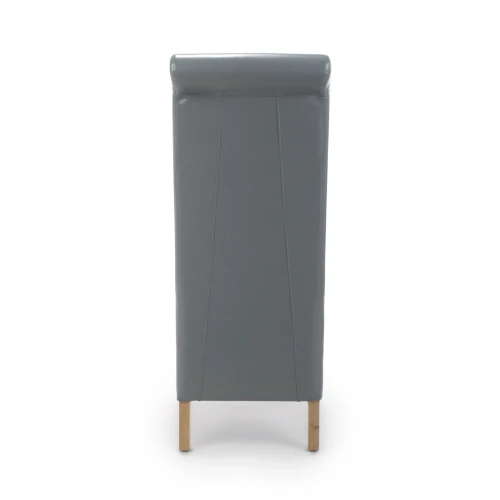 Krista Roll Back Bonded Leather Grey Dining Chair - Set Of 2 - Image 11