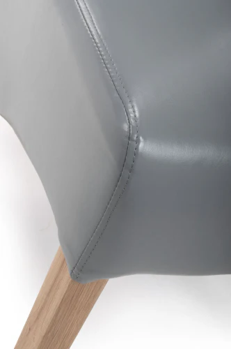 Krista Roll Back Bonded Leather Grey Dining Chair - Set Of 2 - Image 3