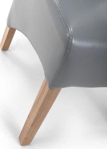 Krista Roll Back Bonded Leather Grey Dining Chair - Set Of 2 - Image 4