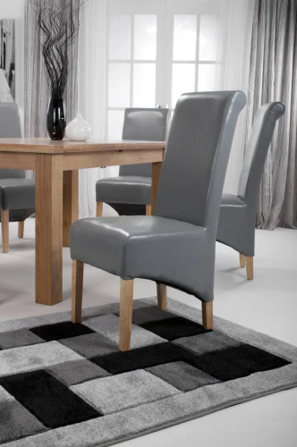 Krista Roll Back Bonded Leather Grey Dining Chair - Set Of 2 - Image 6