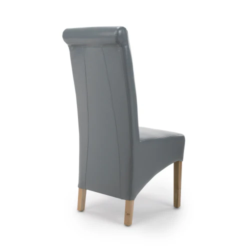 Krista Roll Back Bonded Leather Grey Dining Chair - Set Of 2 - Image 8
