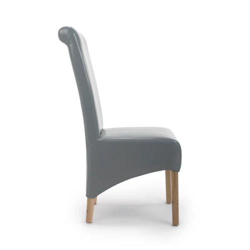 Krista Roll Back Bonded Leather Grey Dining Chair - Set Of 2 - Image 9
