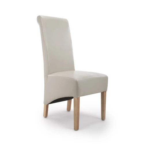 Krista Roll Back Bonded Leather Ivory Dining Chair - Set Of 2