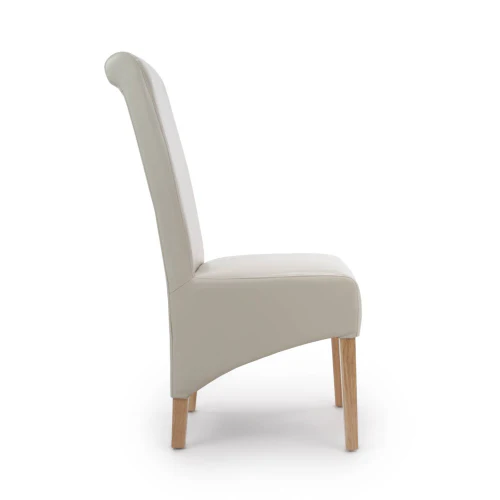 Krista Roll Back Bonded Leather Ivory Dining Chair - Set Of 2 - Image 11