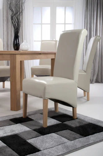 Krista Roll Back Bonded Leather Ivory Dining Chair - Set Of 2 - Image 14