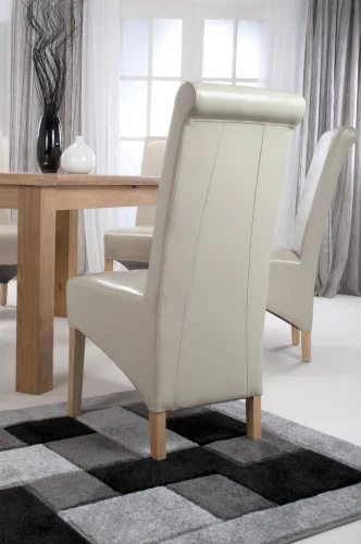 Krista Roll Back Bonded Leather Ivory Dining Chair - Set Of 2 - Image 15