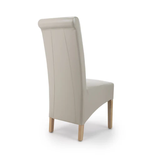 Krista Roll Back Bonded Leather Ivory Dining Chair - Set Of 2 - Image 2