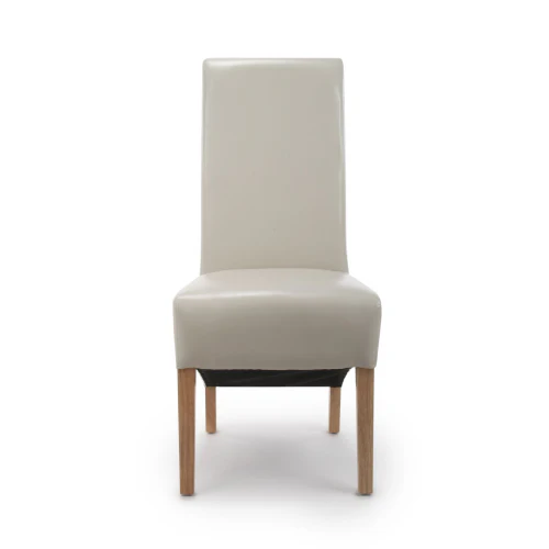 Krista Roll Back Bonded Leather Ivory Dining Chair - Set Of 2 - Image 4
