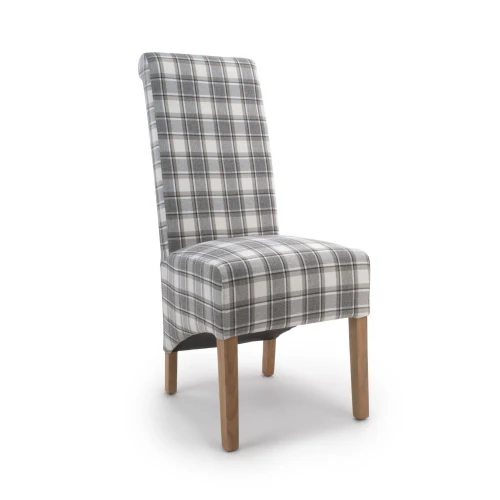 Krista Roll Back Herringbone Check Cappuccino Dining Chair - Set Of 2