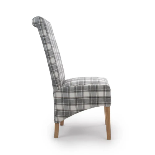 Krista Roll Back Herringbone Check Cappuccino Dining Chair - Set Of 2 - Image 10