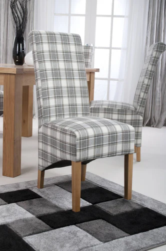 Krista Roll Back Herringbone Check Cappuccino Dining Chair - Set Of 2 - Image 13