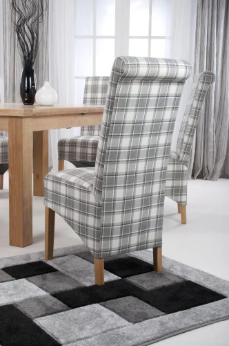 Krista Roll Back Herringbone Check Cappuccino Dining Chair - Set Of 2 - Image 14