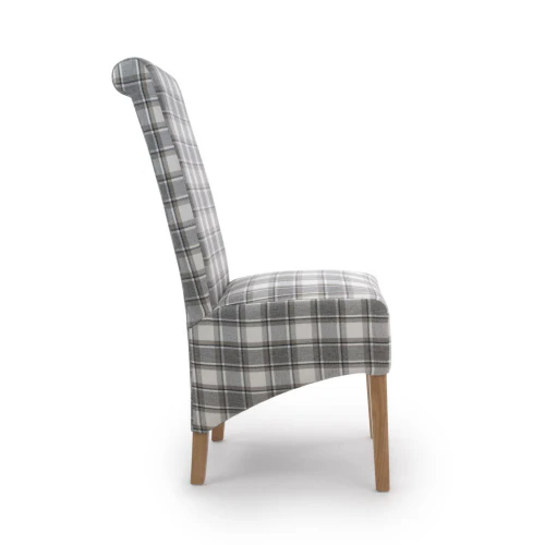 Krista Roll Back Herringbone Check Cappuccino Dining Chair - Set Of 2 - Image 3