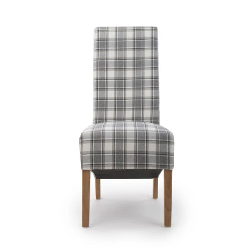 Krista Roll Back Herringbone Check Cappuccino Dining Chair - Set Of 2 - Image 4