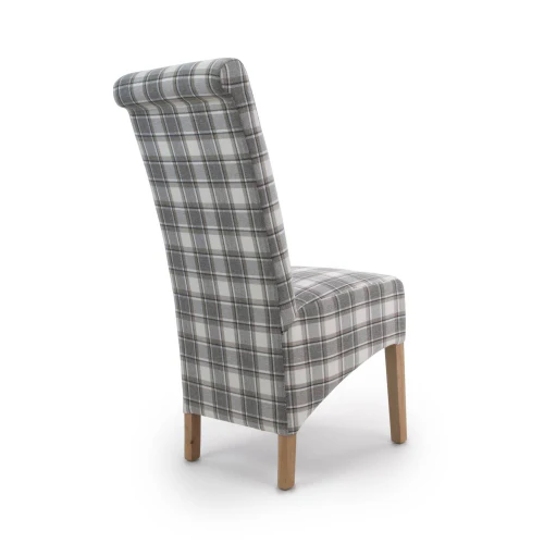 Krista Roll Back Herringbone Check Cappuccino Dining Chair - Set Of 2 - Image 9