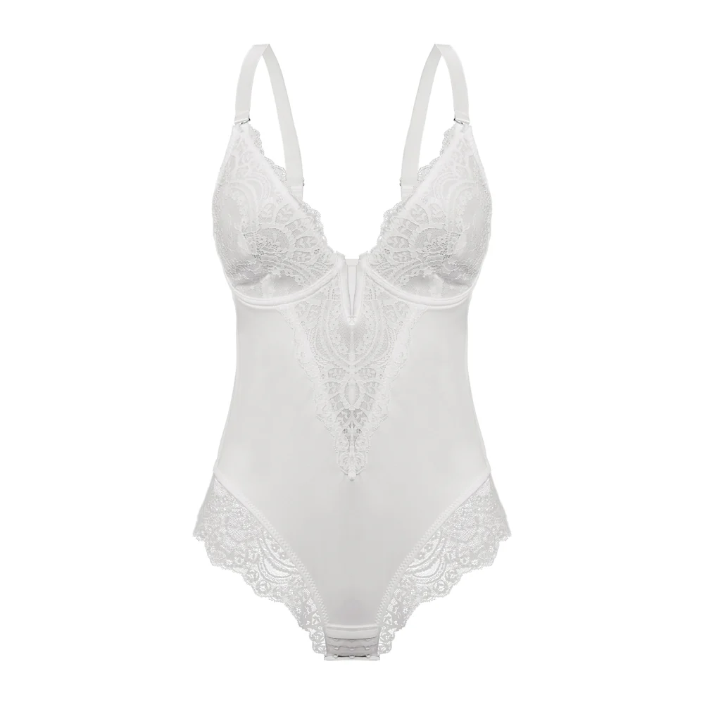 Lace Tummy Control Body Shaper Bodysuit with Adjustable Straps - Image 2