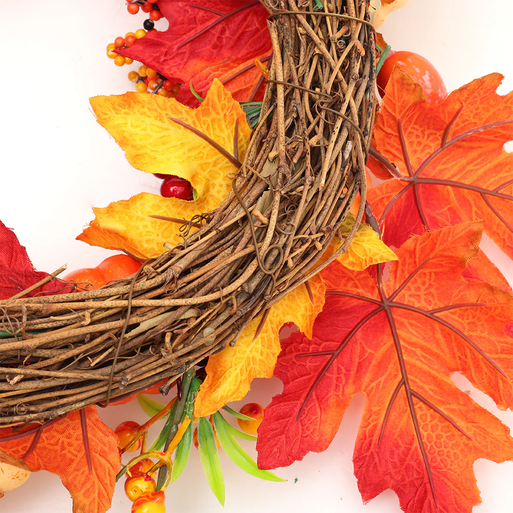 Large Autumn Wreath Door Decor with Assorted Maple Leaves - Image 2