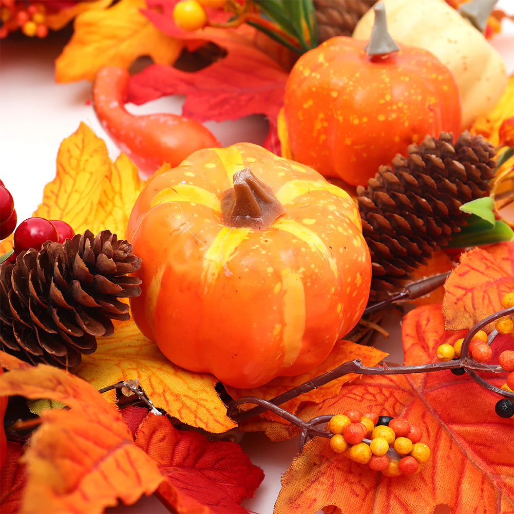 Large Autumn Wreath Door Decor with Assorted Maple Leaves - Image 4
