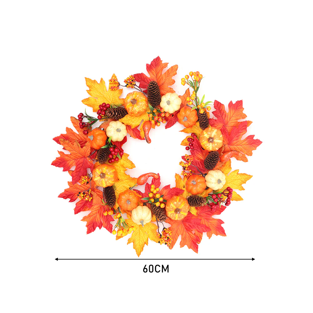 Large Autumn Wreath Door Decor with Assorted Maple Leaves - Image 5