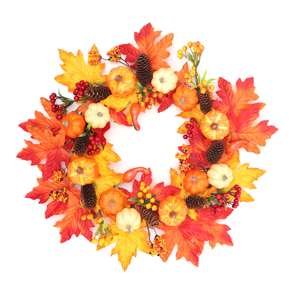 Large Autumn Wreath Door Decor with Assorted Maple Leaves - Image 7