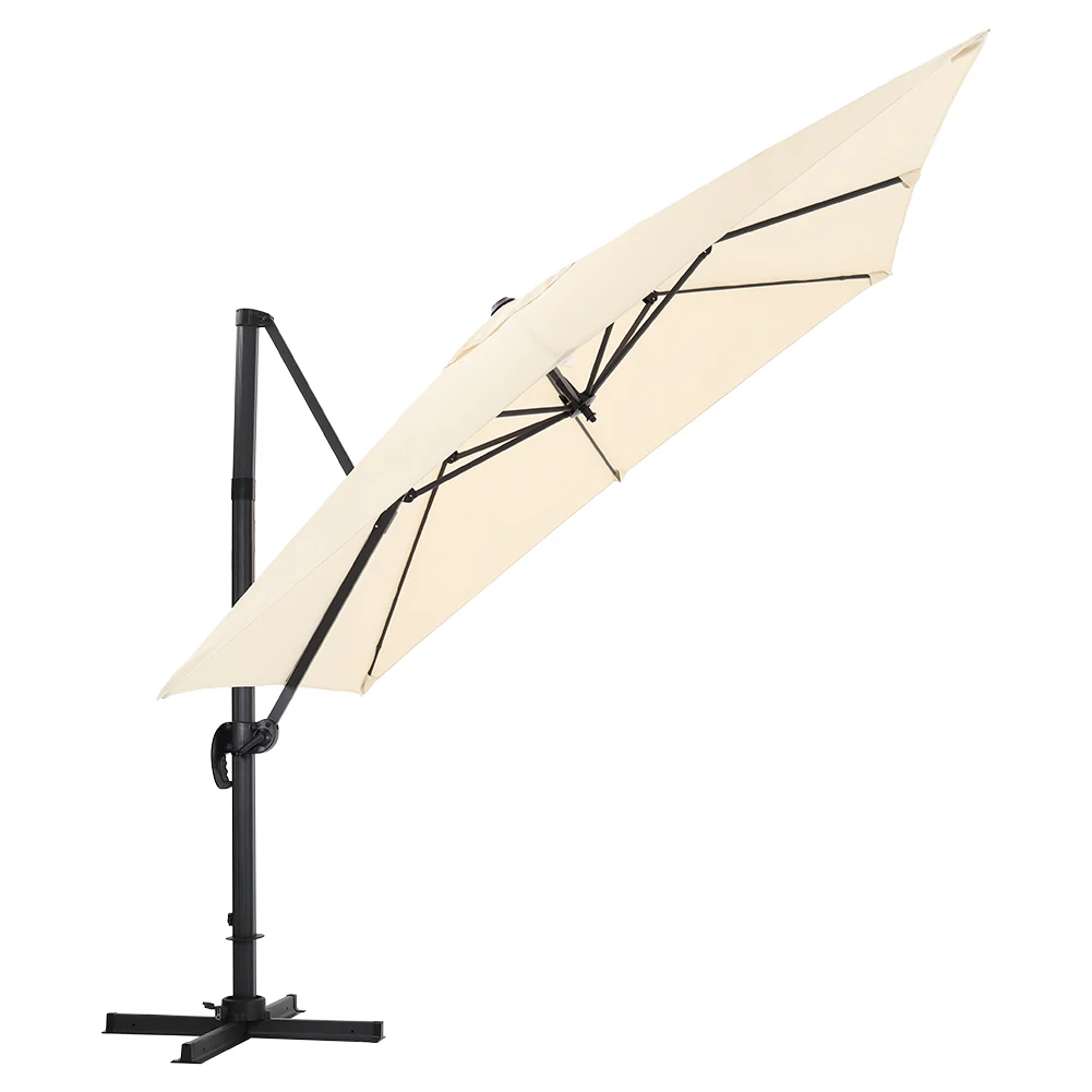 Large Square Canopy Rotating Outdoor Cantilever Parasol With Base - Image 15