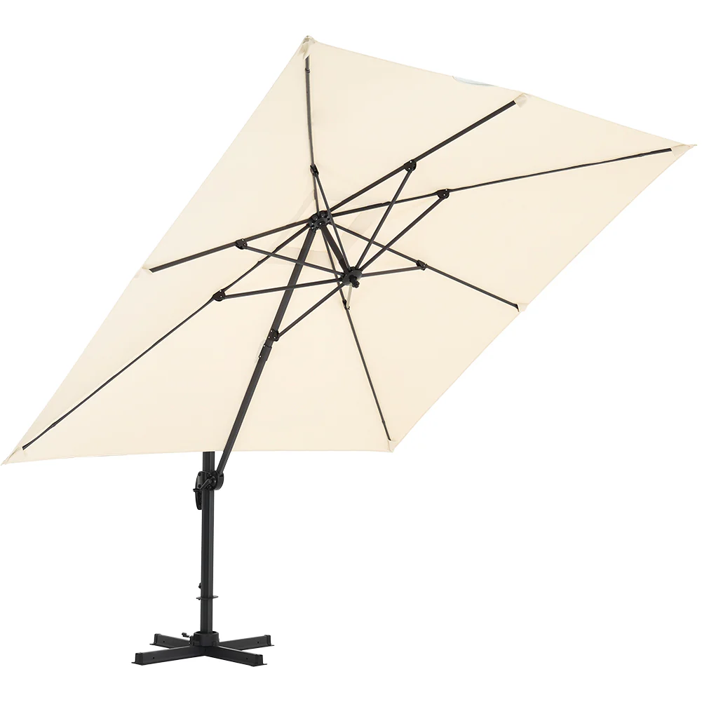 Large Square Canopy Rotating Outdoor Cantilever Parasol With Base - Image 4