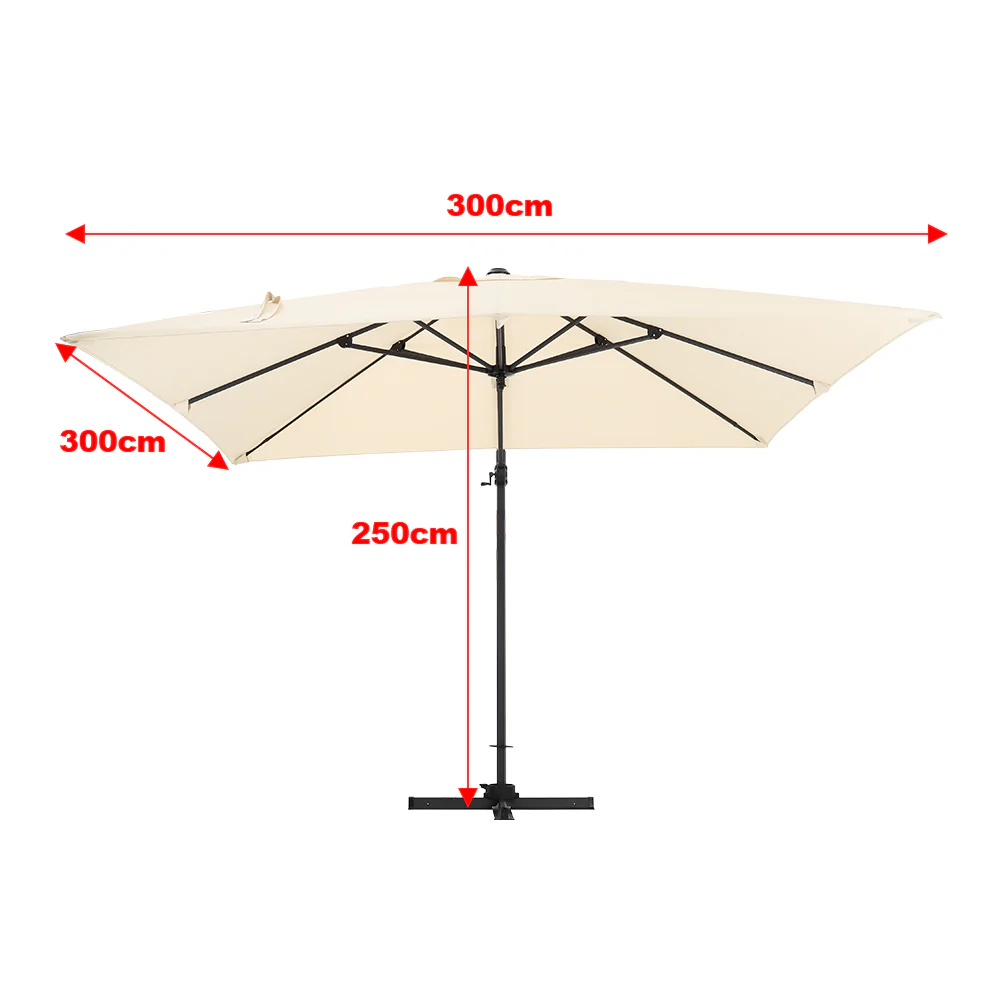 Large Square Canopy Rotating Outdoor Cantilever Parasol With Base - Image 7