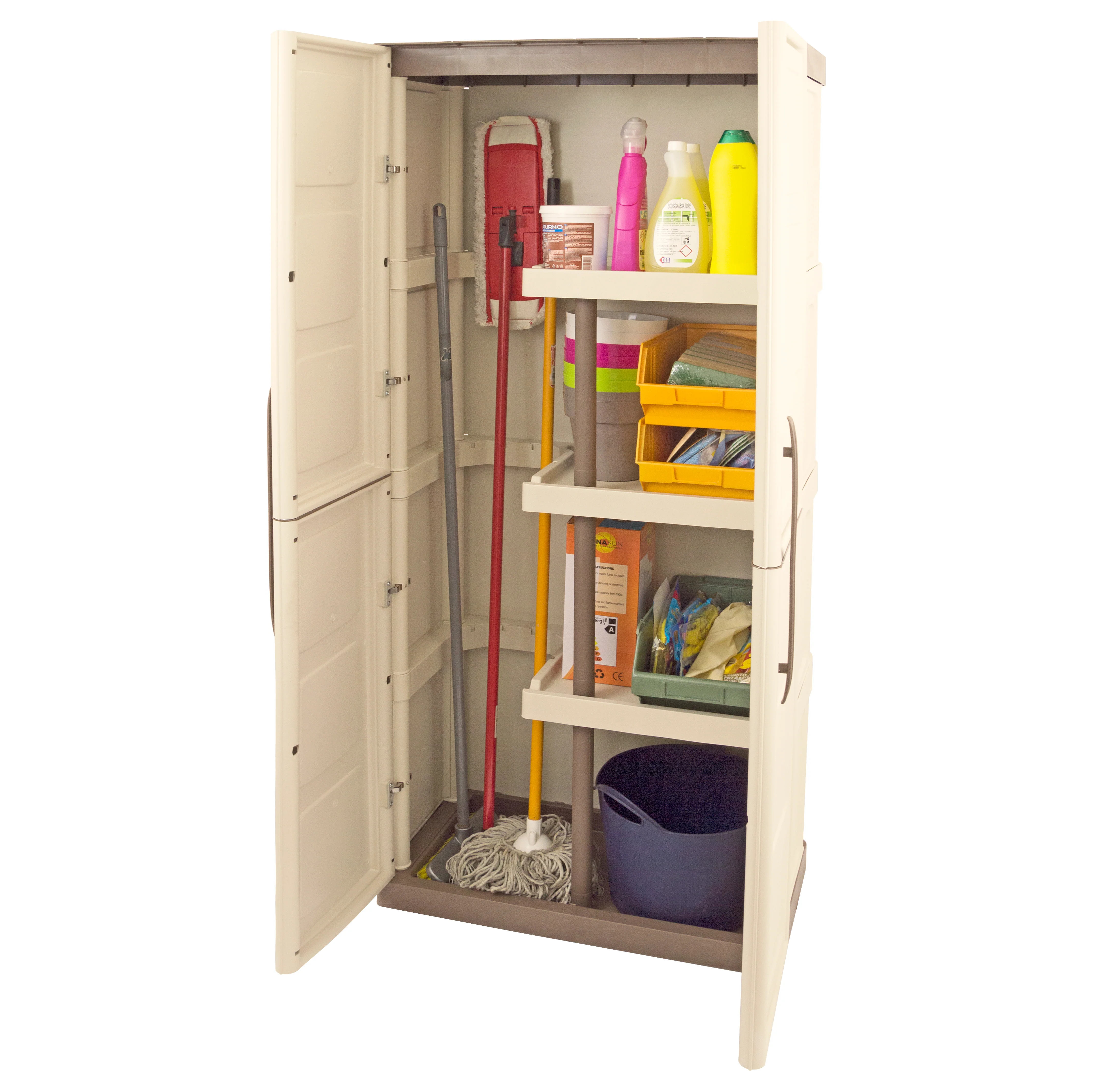 Large Storage Cupboard With Shelves & Broom Storage - Image 2