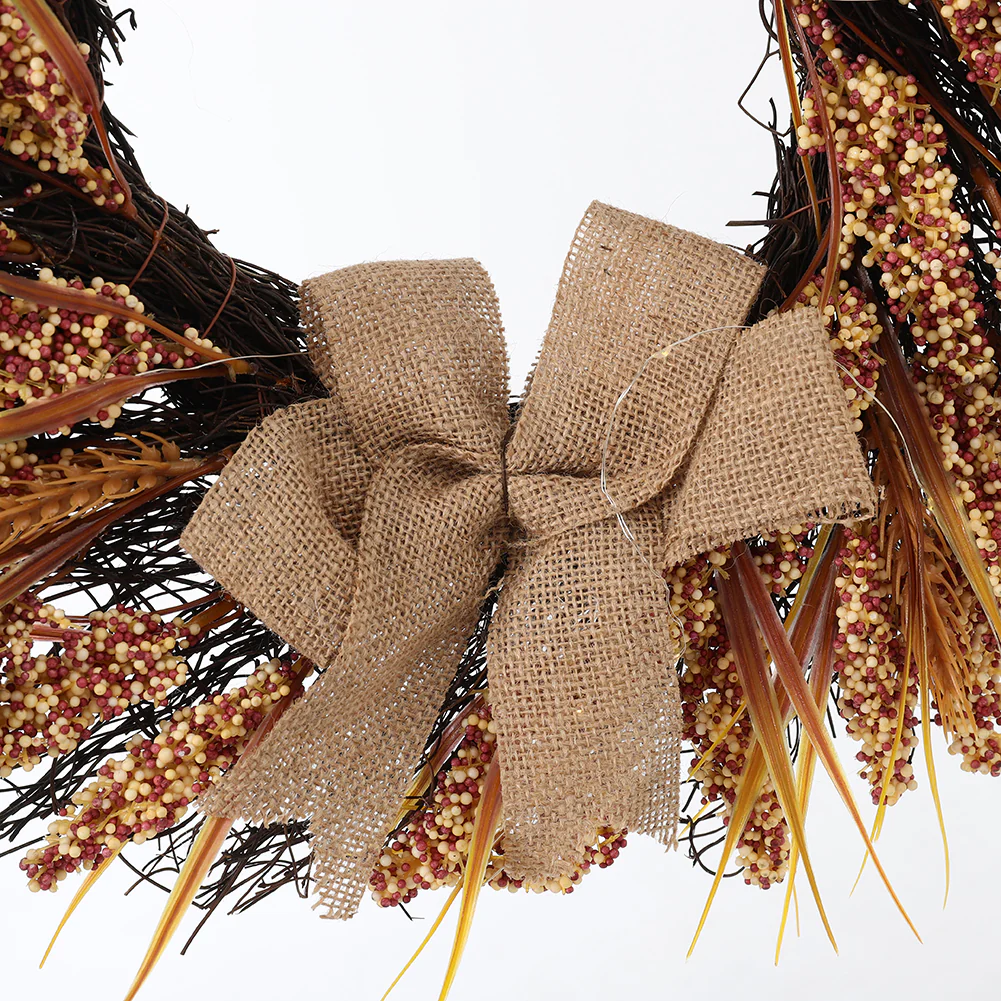LED Golden Wheat Harvest Wreath - Image 4