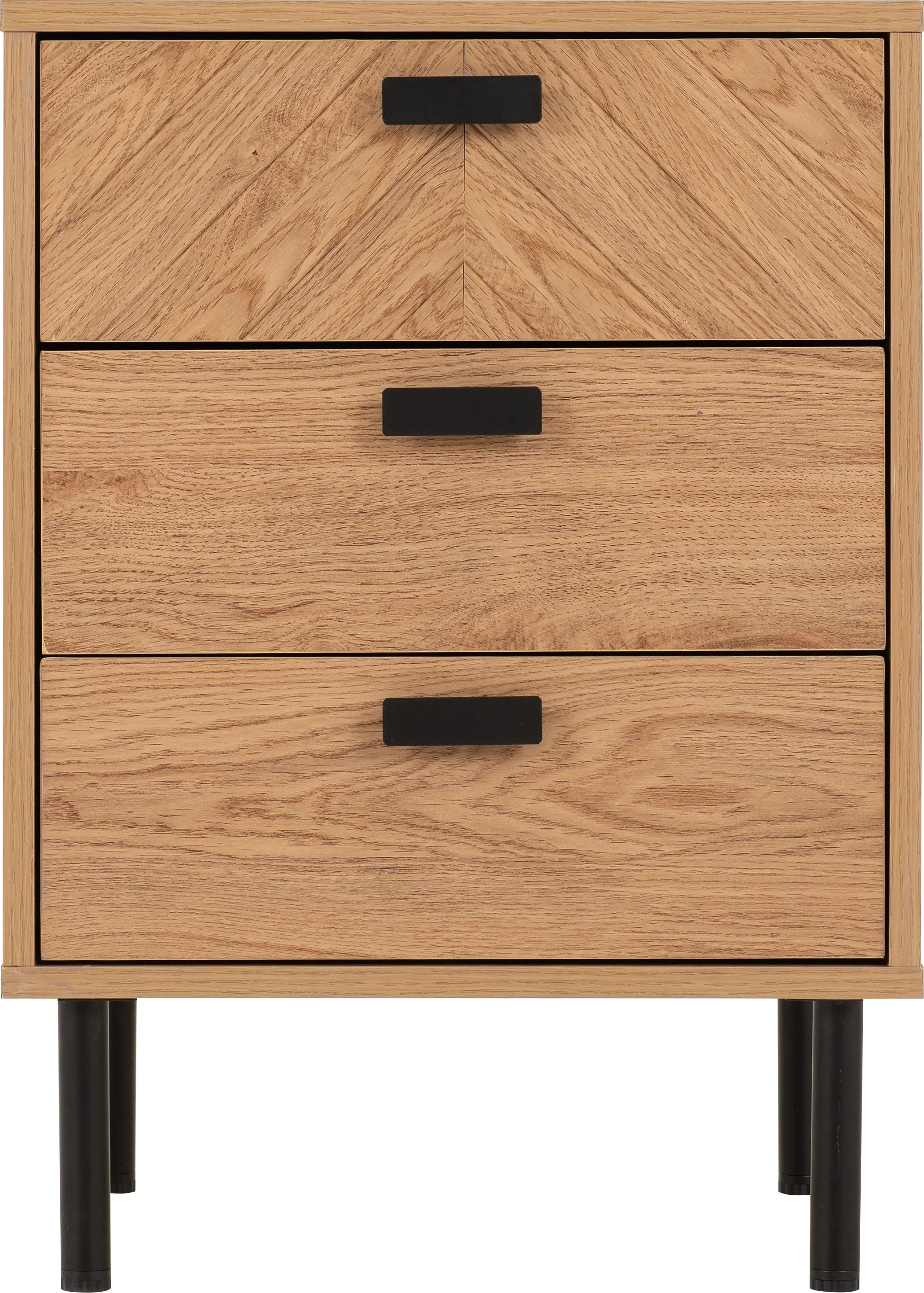 LEON 3 DRAWER BEDSIDE - MEDIUM OAK EFFECT - Image 3