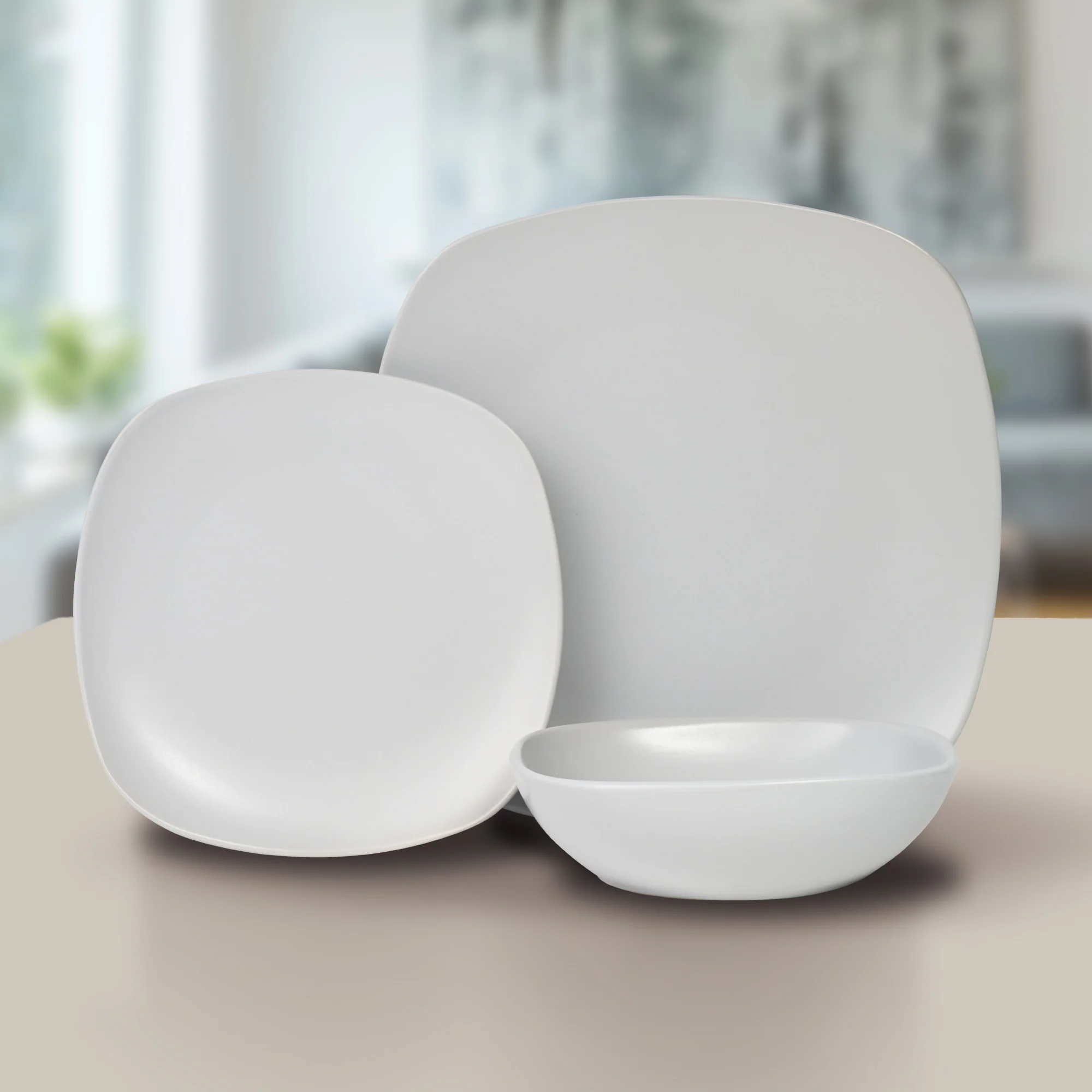 Lewis's 12 Piece Nova Dinner Set - Light Grey - Image 2