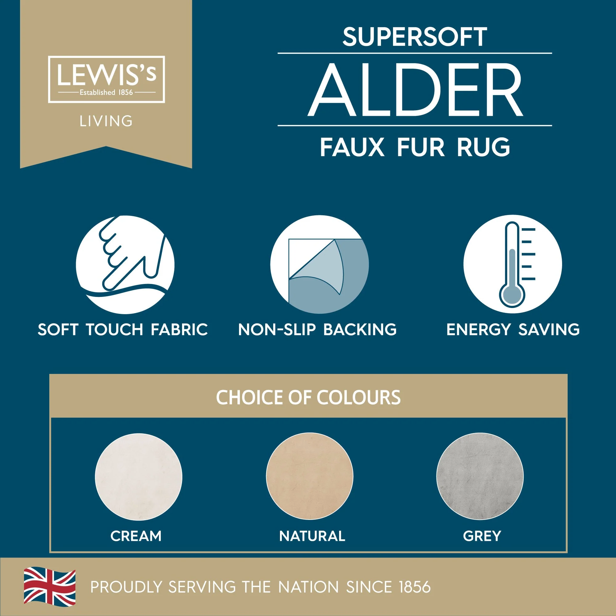Lewis's Alder Super Soft Faux Fur Rug - Cream (110 X 160cm) - Image 2