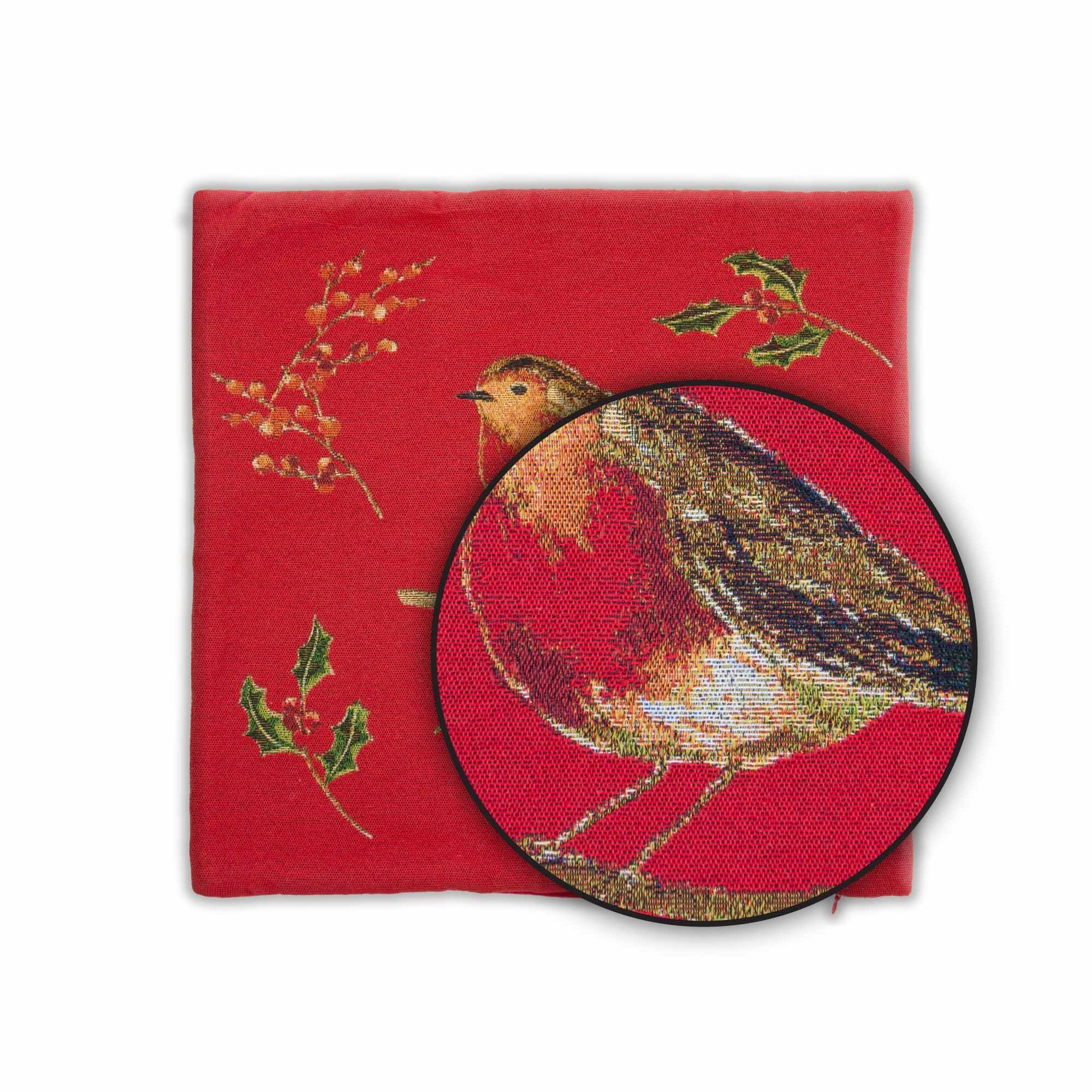 Lewis's Christmas Robin Cushion - Red - Image 3