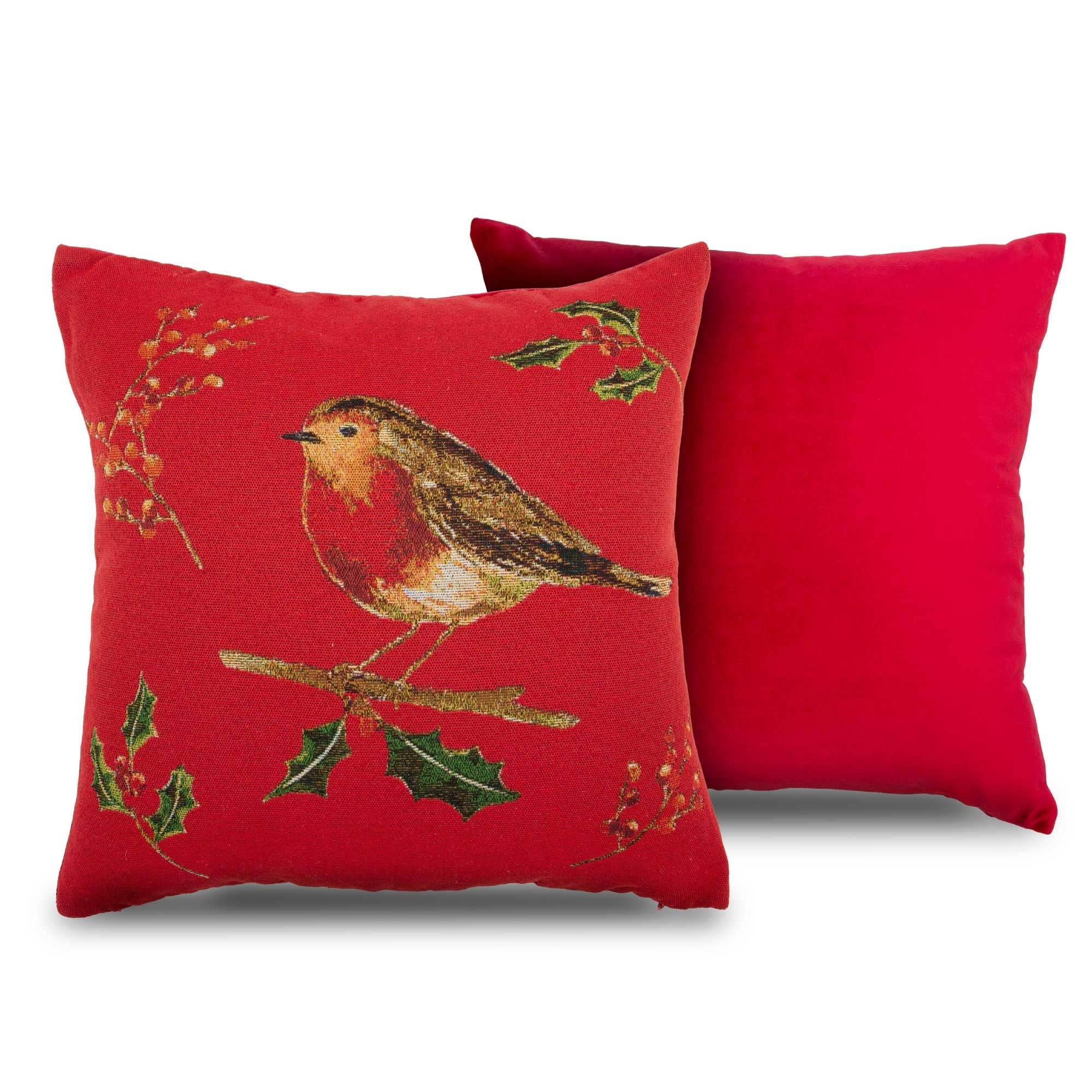 Lewis's Christmas Robin Cushion - Red - Image 4