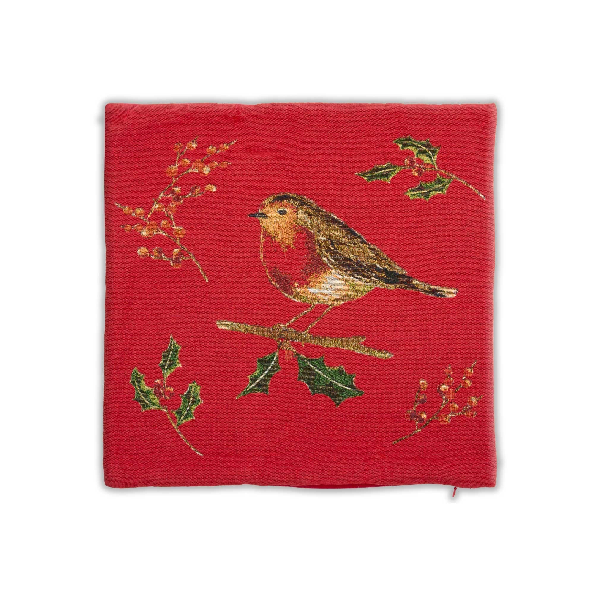 Lewis's Christmas Robin Cushion - Red - Image 5