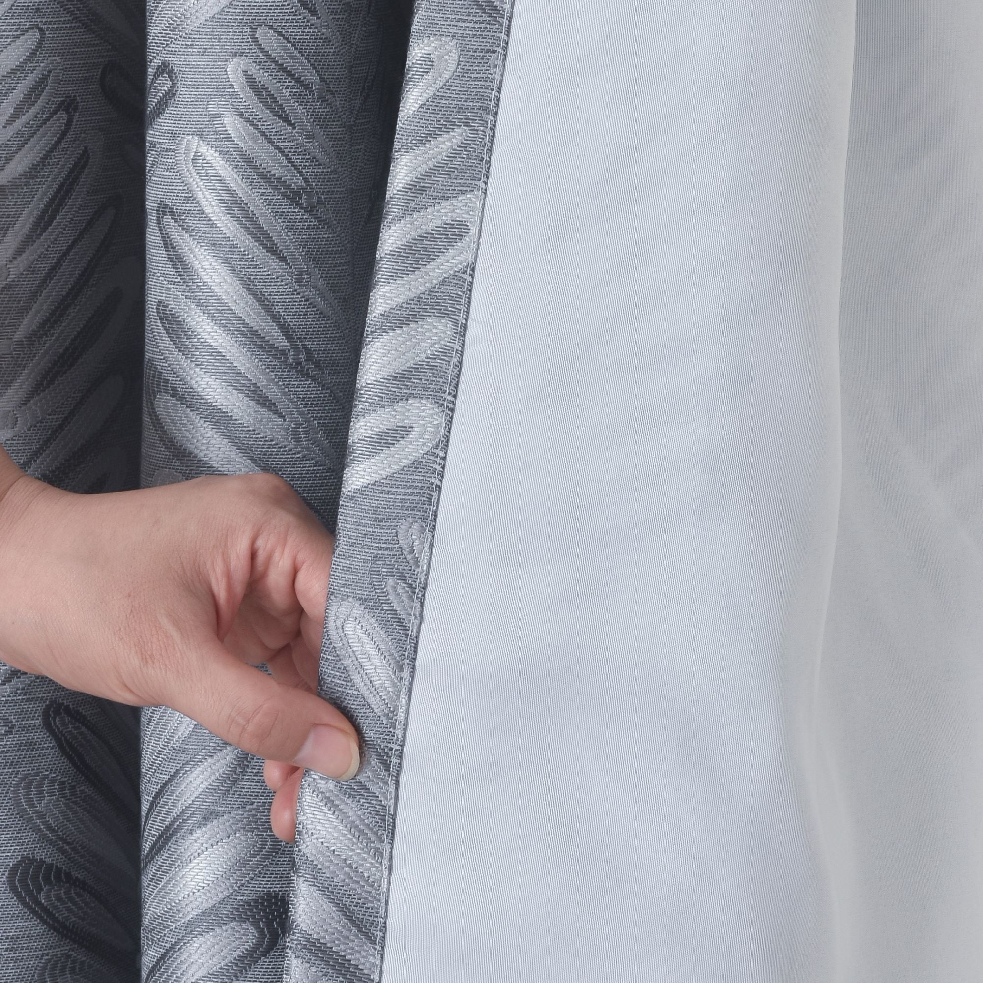 Lewis's Clarion Patterned Eyelet Curtains - Charcoal - Image 3