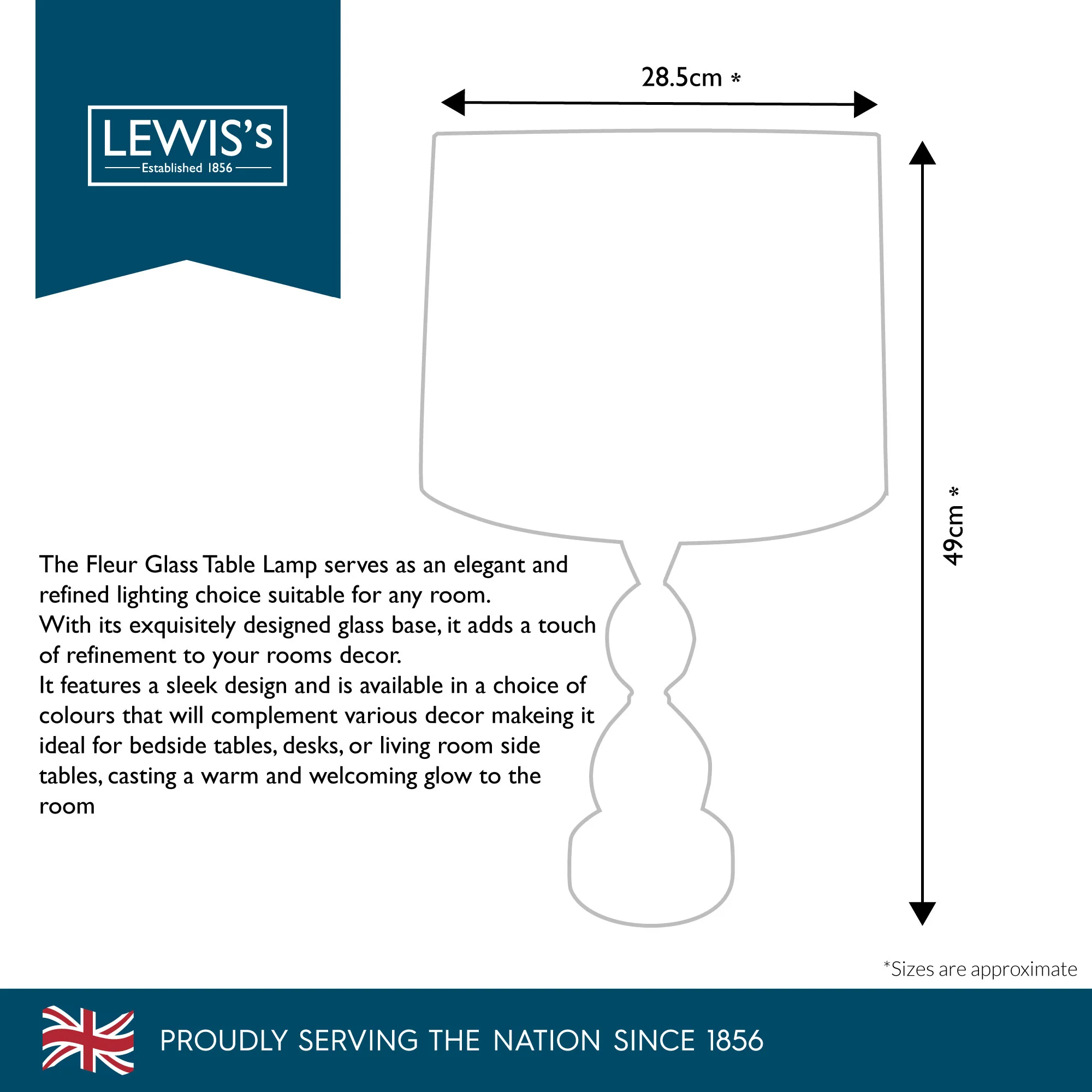Lewis's Fleur Glass Table Lamp - Image 9
