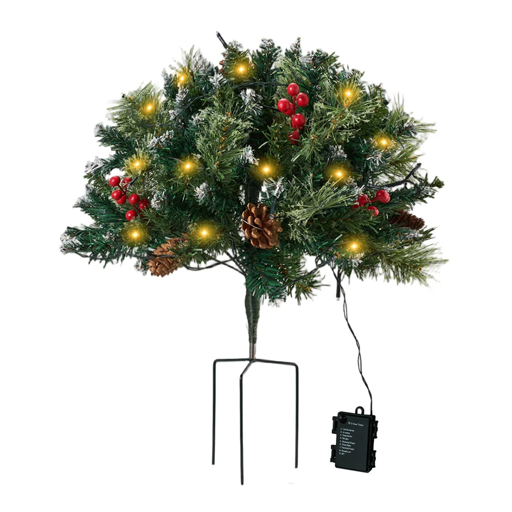 Lifeideas 1 Pack Artificial Pre-Lit Christmas Planter Bushes Decoration - Image 2