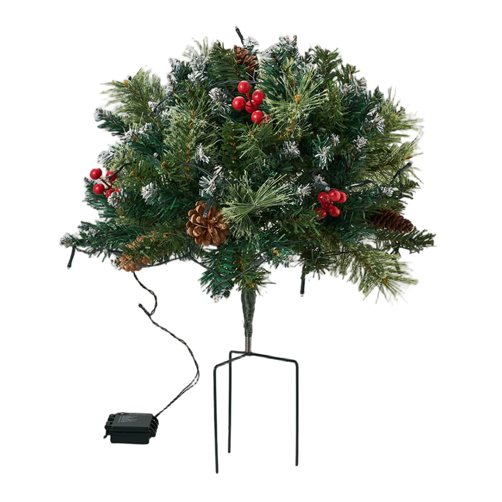 Lifeideas 1 Pack Artificial Pre-Lit Christmas Planter Bushes Decoration - Image 3
