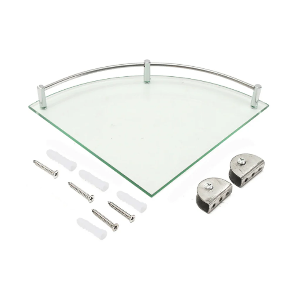 Lifeideas 1 Tier Bathroom Glass Corner Shelf Wall Mounted - Image 4