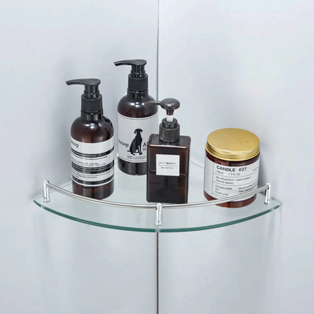 Lifeideas 1 Tier Bathroom Glass Corner Shelf Wall Mounted - Image 8