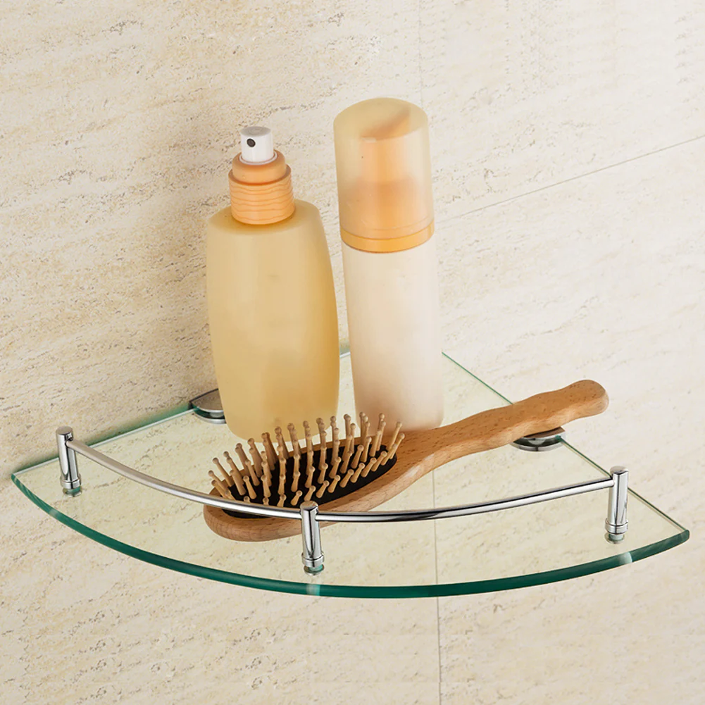 Lifeideas 1 Tier Bathroom Glass Corner Shelf Wall Mounted - Image 9
