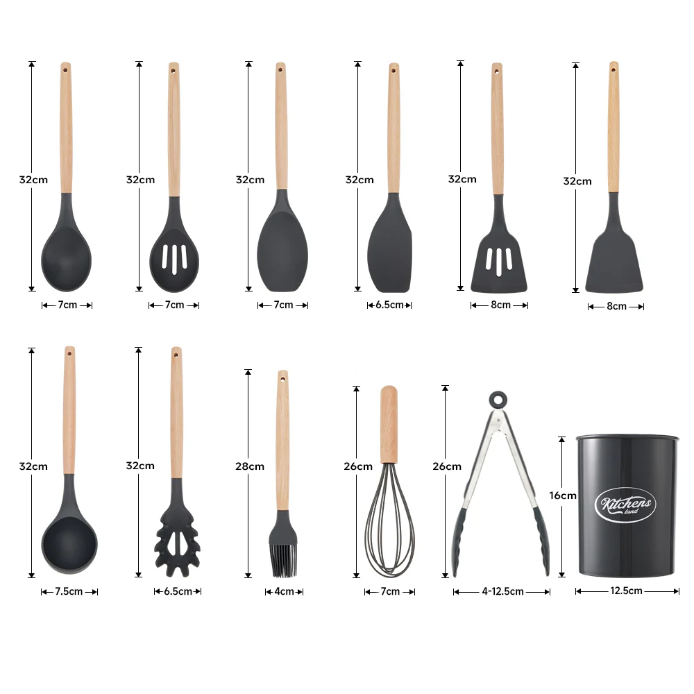 Grey 11-piece Silicone Kitchen Utensil Set For Nonstick Cookware - Image 3