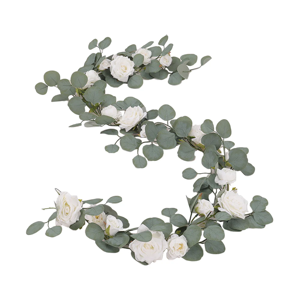Lifeideas 185cm Artificial Rose Eucalyptus Garland Vine Wall Hanging - Image 7